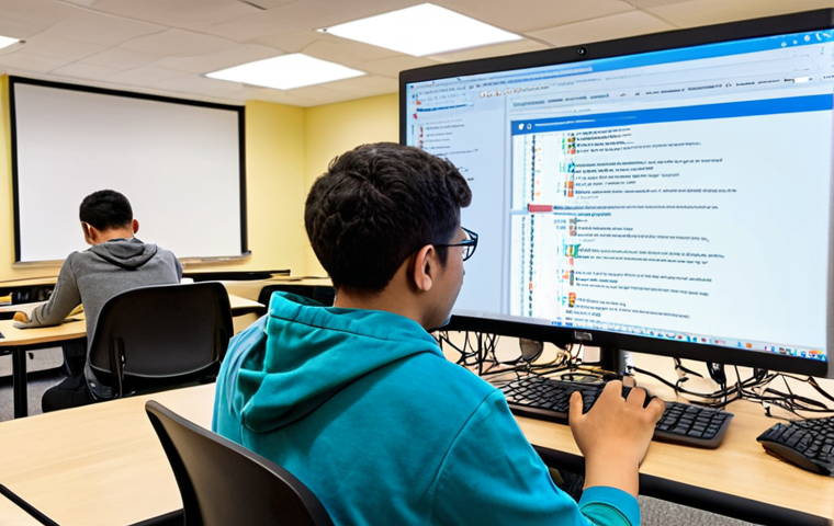**
A modern, brightly lit coding bootcamp classroom. Several students with diverse backgrounds are intently focused on their laptops, with a friendly instructor helping one student debug their code. The atmosphere is collaborative and supportive. Desktops display lines of Python code. "Embracing the Digital Forge" subtly displayed as a banner in the background.
**