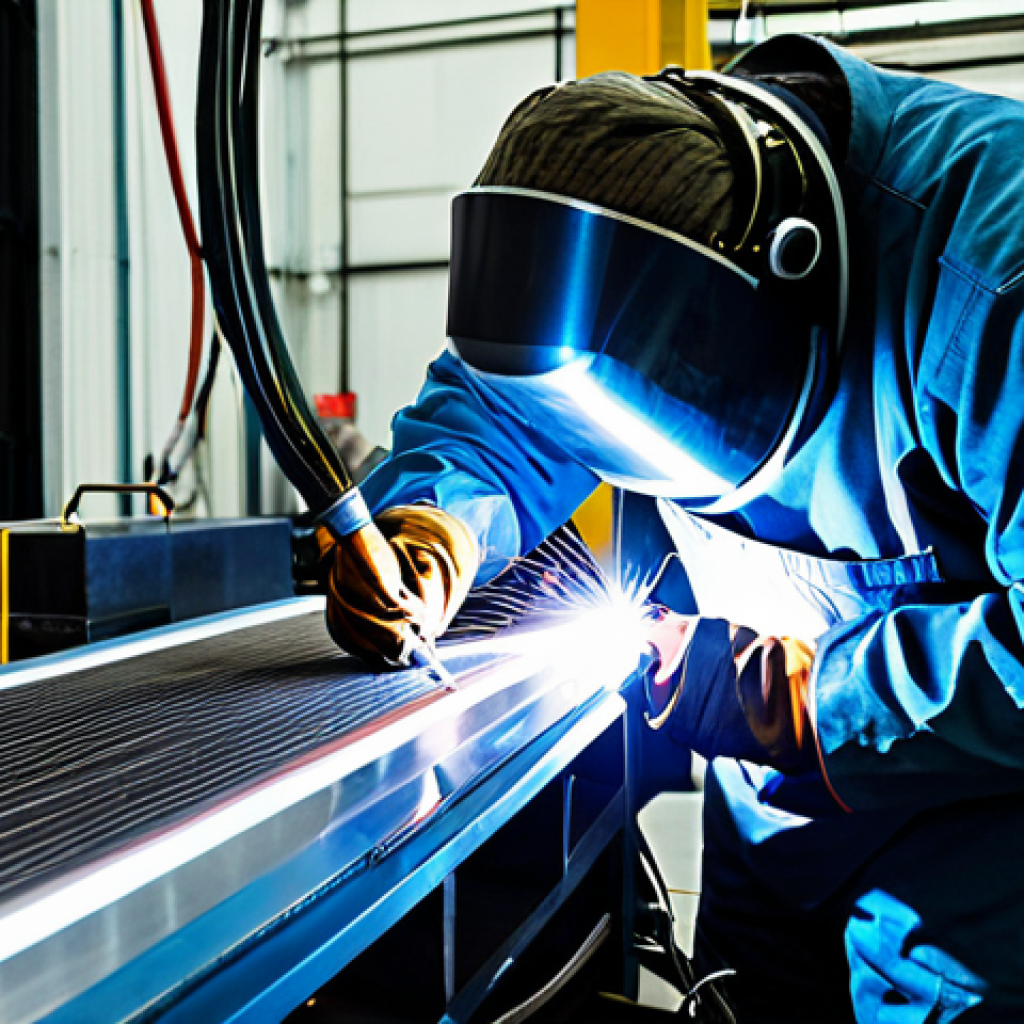 **TIG Welding in Aerospace:** "A fully clothed and skilled welder meticulously TIG welding a component for an aircraft engine in a clean, high-tech aerospace manufacturing facility, appropriate attire, perfect anatomy, correct proportions, natural pose, professional lighting, safe for work, modest environment, professional quality."