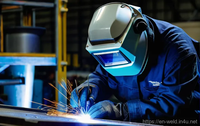 용접사로서의 자기계발 - **Prompt:** A highly skilled female welder, in her late 20s, with intense focus, meticulously perfor...