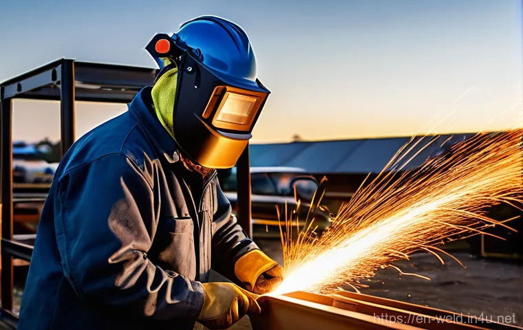 용접사로서의 자기계발 - **Prompt:** An experienced male welding foreman, in his 40s, with a wise and patient demeanor, is ac...