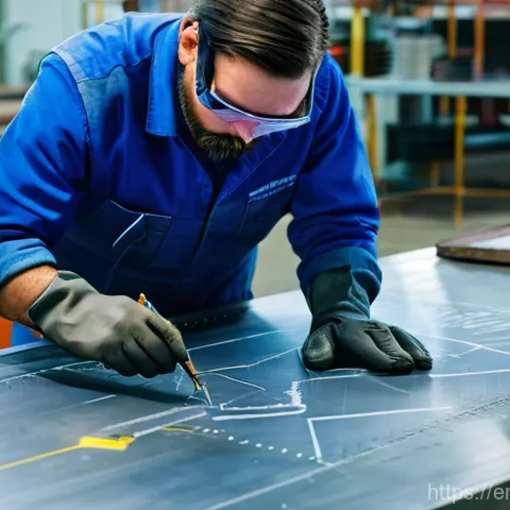 용접 도면 해석 능력 키우기 - **Prompt 1: Interpreting Welding Symbols on a Blueprint**
"A highly skilled, focused welding eng...