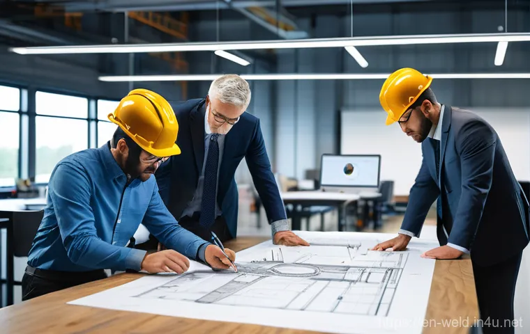 용접 도면 해석 능력 키우기 - **Prompt 2: Examining Joint Preparation and Material Specification**
    "A close-up, high-angle sho...