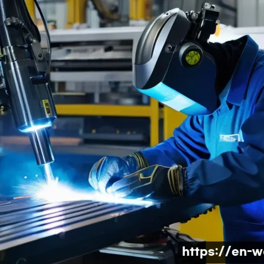 용접 업계 트렌드 분석 - **Collaborative Robotics and AI in a Modern Welding Bay**
    A highly skilled human welder, wearing...